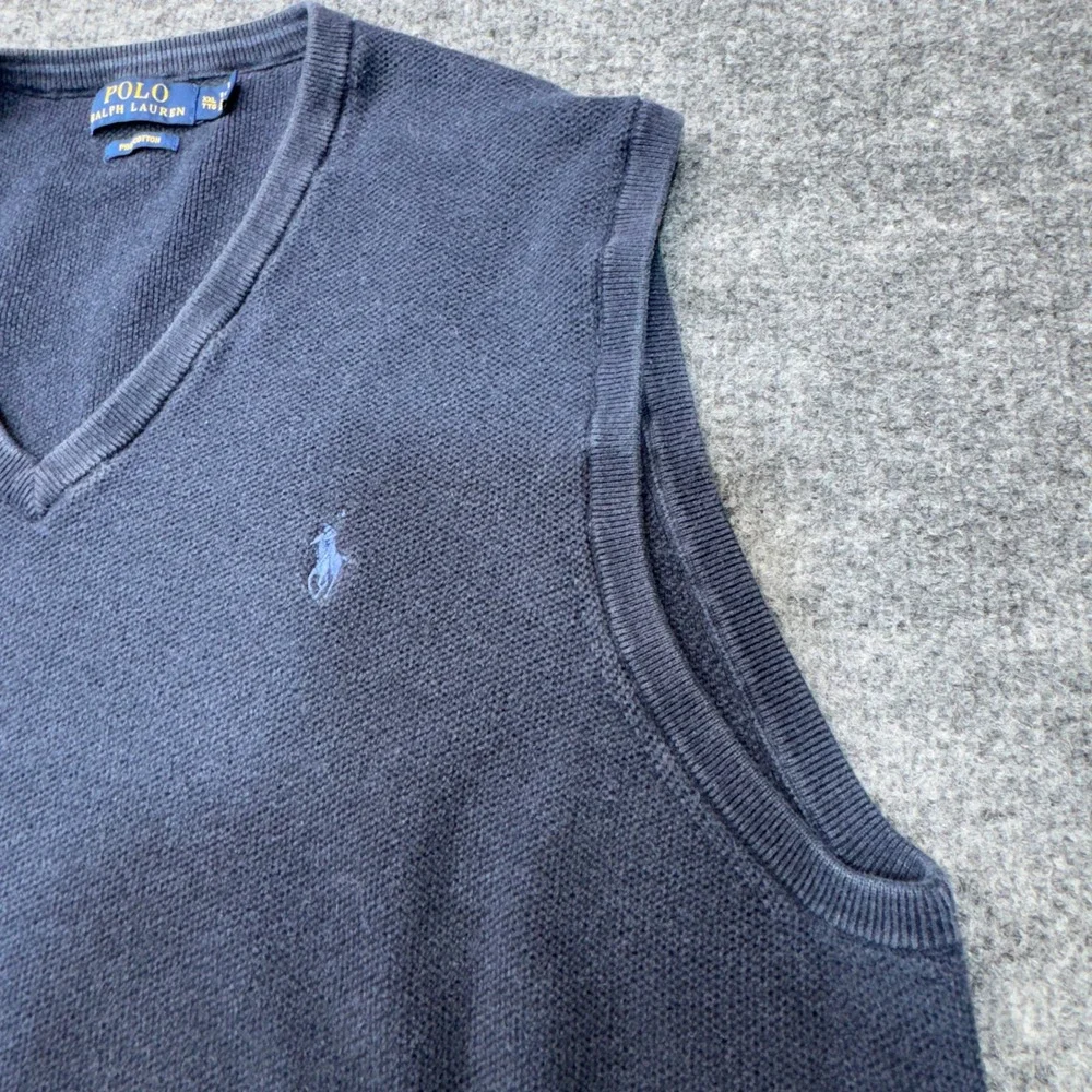 Polo Ralph Lauren Sweater Vest Mens XXL Blue Pima Cotton V-Neck Pony Logo Preppy
